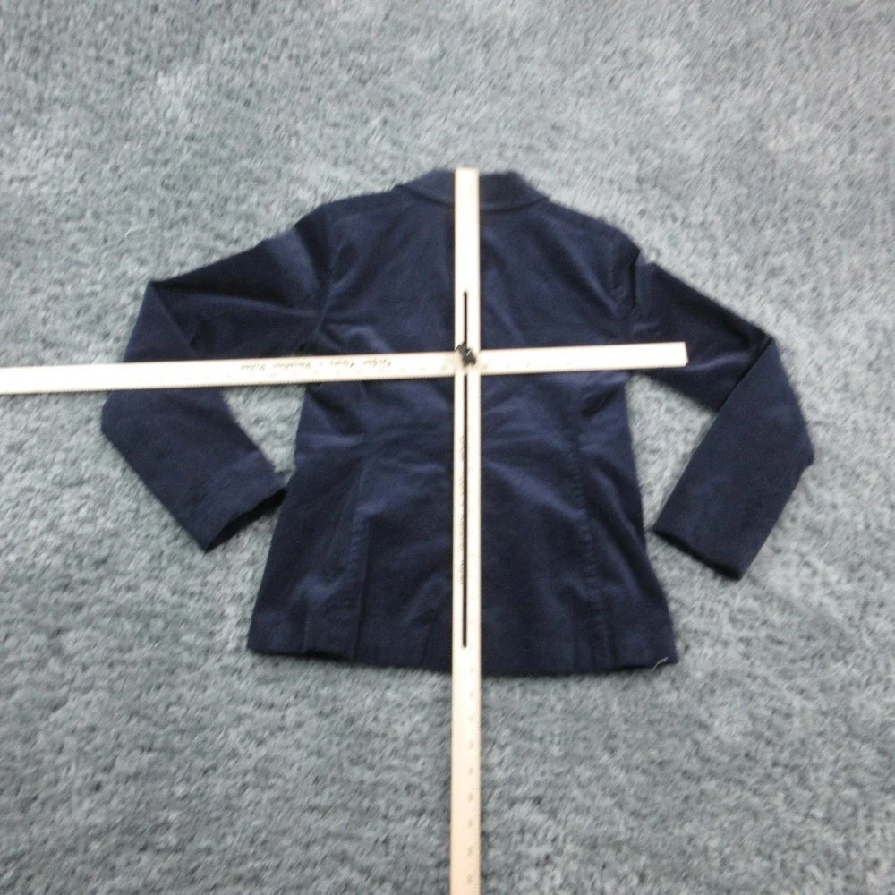 Eileen Fisher Blazer Womens 0 Navy Blue Corduroy Stretch Organic Cotton Jacket - Picture 10 of 16